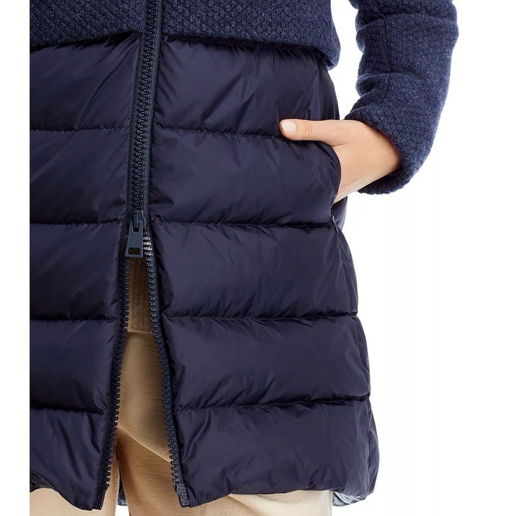 Herno Funnel Neck Wool Knit Overlay Down Puffer Coat/Jacket, Navy, 38eu, 2us — image 8 of 8